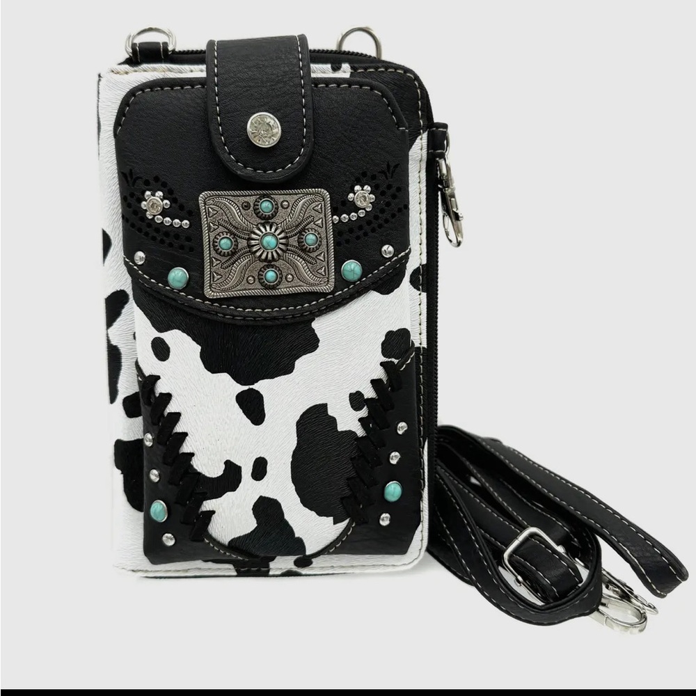 Cow print western phone wallet